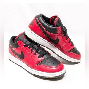 Nike Air Jordan 1 Low Reverse Bred Red Shoes 553560-605-Womens 7-Youth 5.5Y